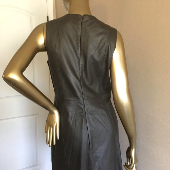 BANANA REPUBLIC Chocolate Brown Leather Dress NEW! - Picture 7 of 11